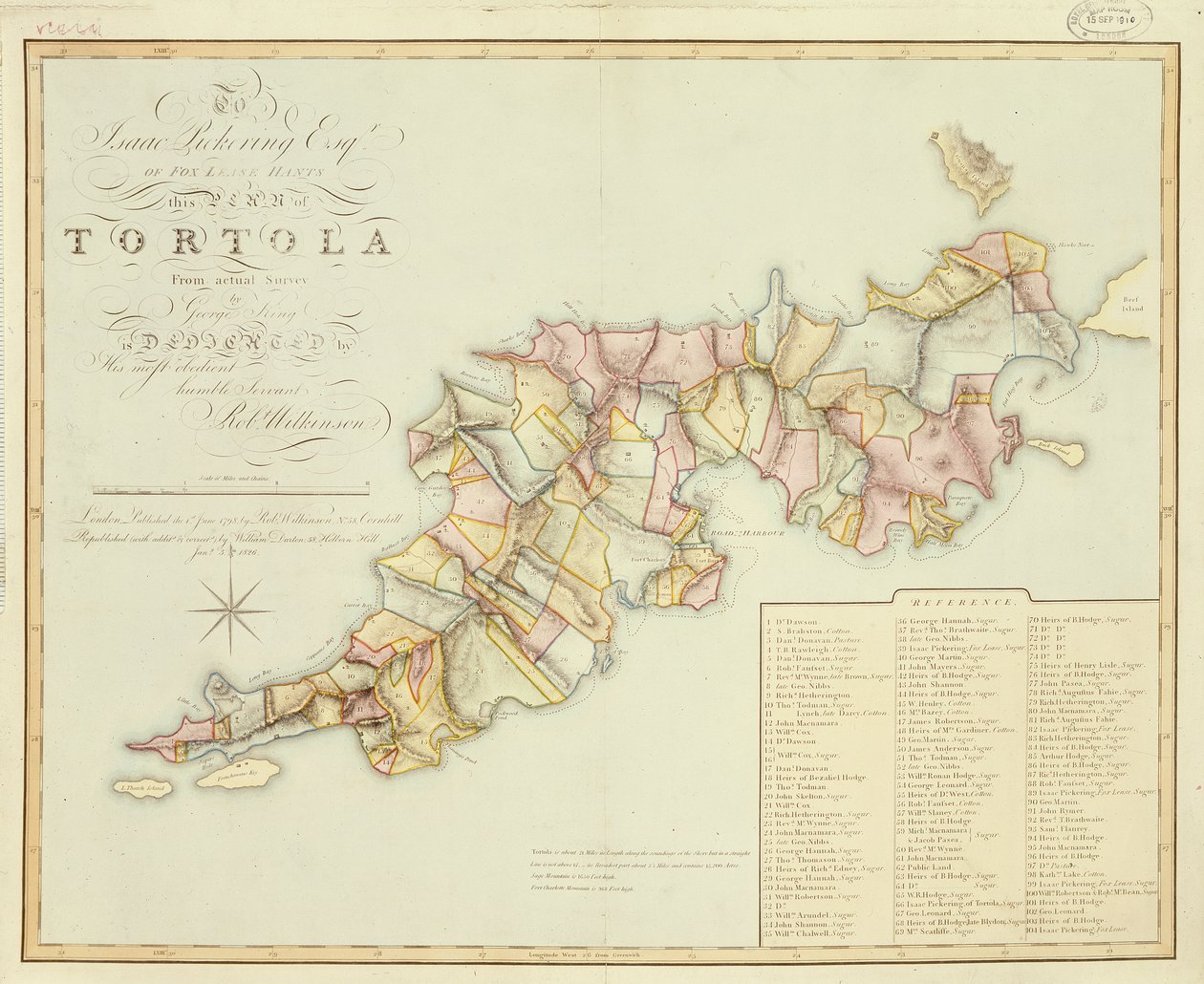 Plan von Tortola aus der Vermessung von George King von Robert Wilkinson