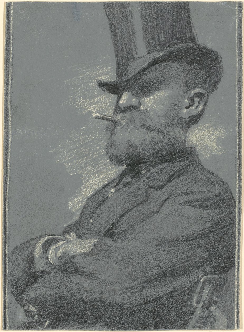 Mann mit Zylinder, eine Zigarre rauchend von Robert William Vonnoh