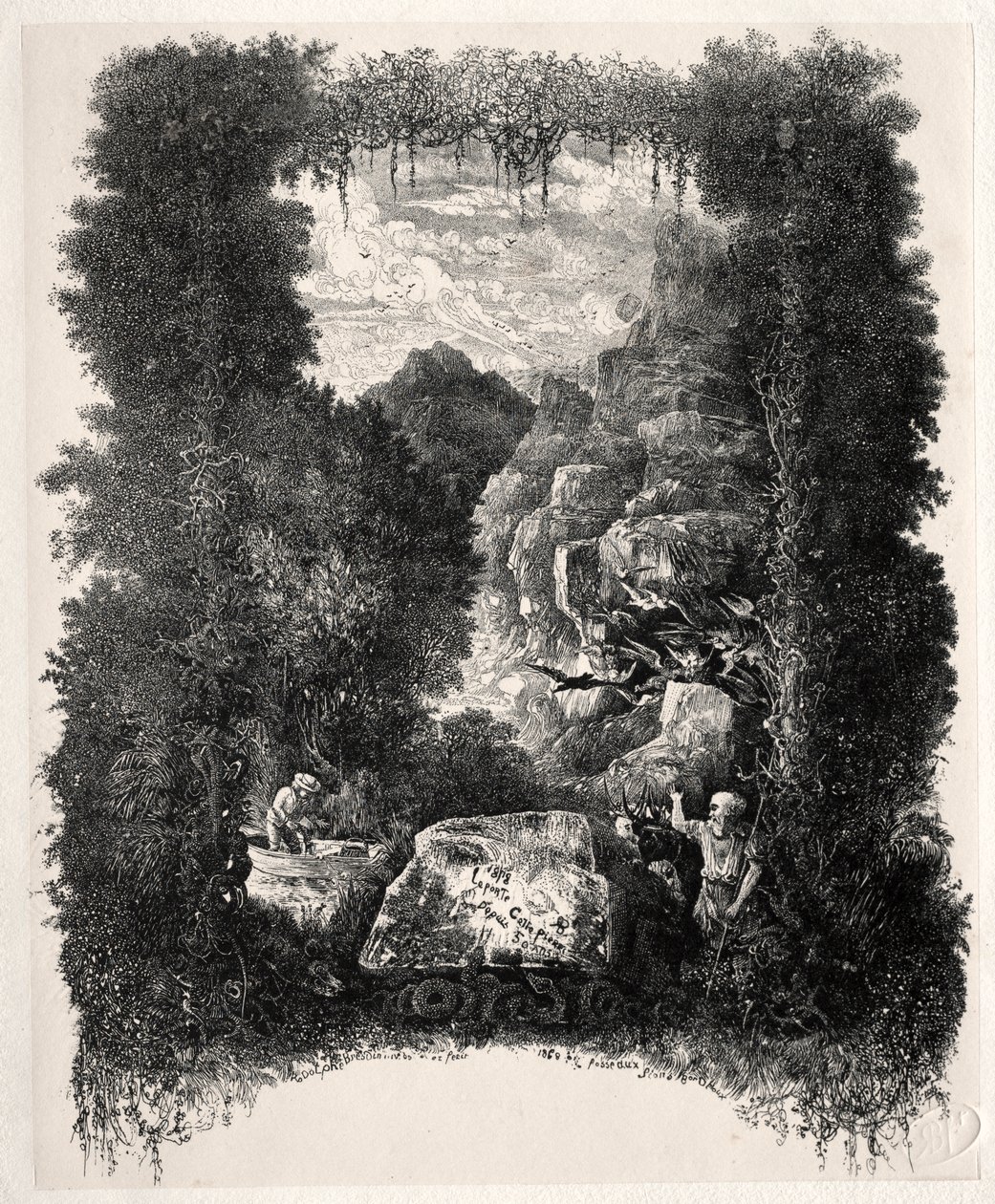 Erstes Frontispiz für Fabeln und Märchen von Thierry-Faletans von Rodolphe Bresdin