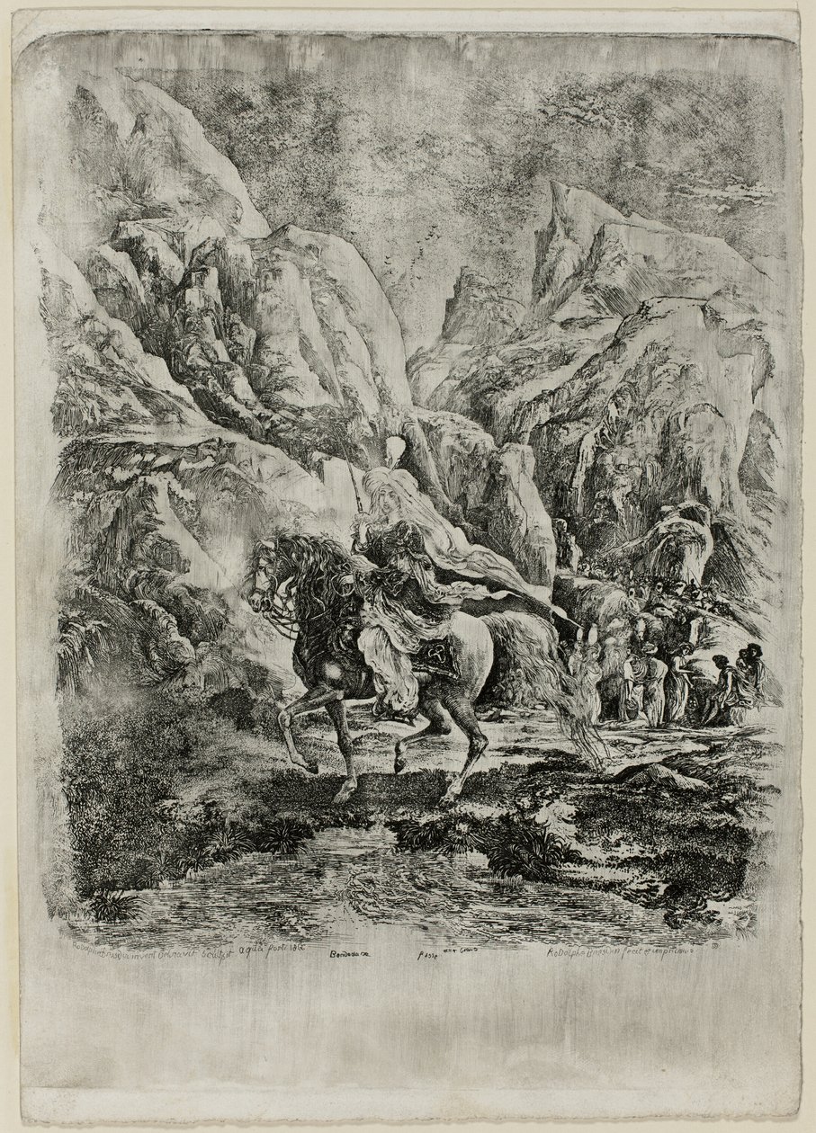 Orientalischer Reiter in den Bergen von Rodolphe Bresdin