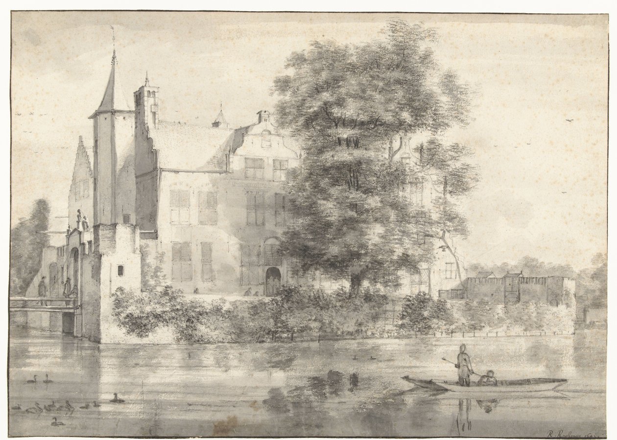 Ansicht von Huis te Rhoon, vom Süden gesehen von Roelant Roghman