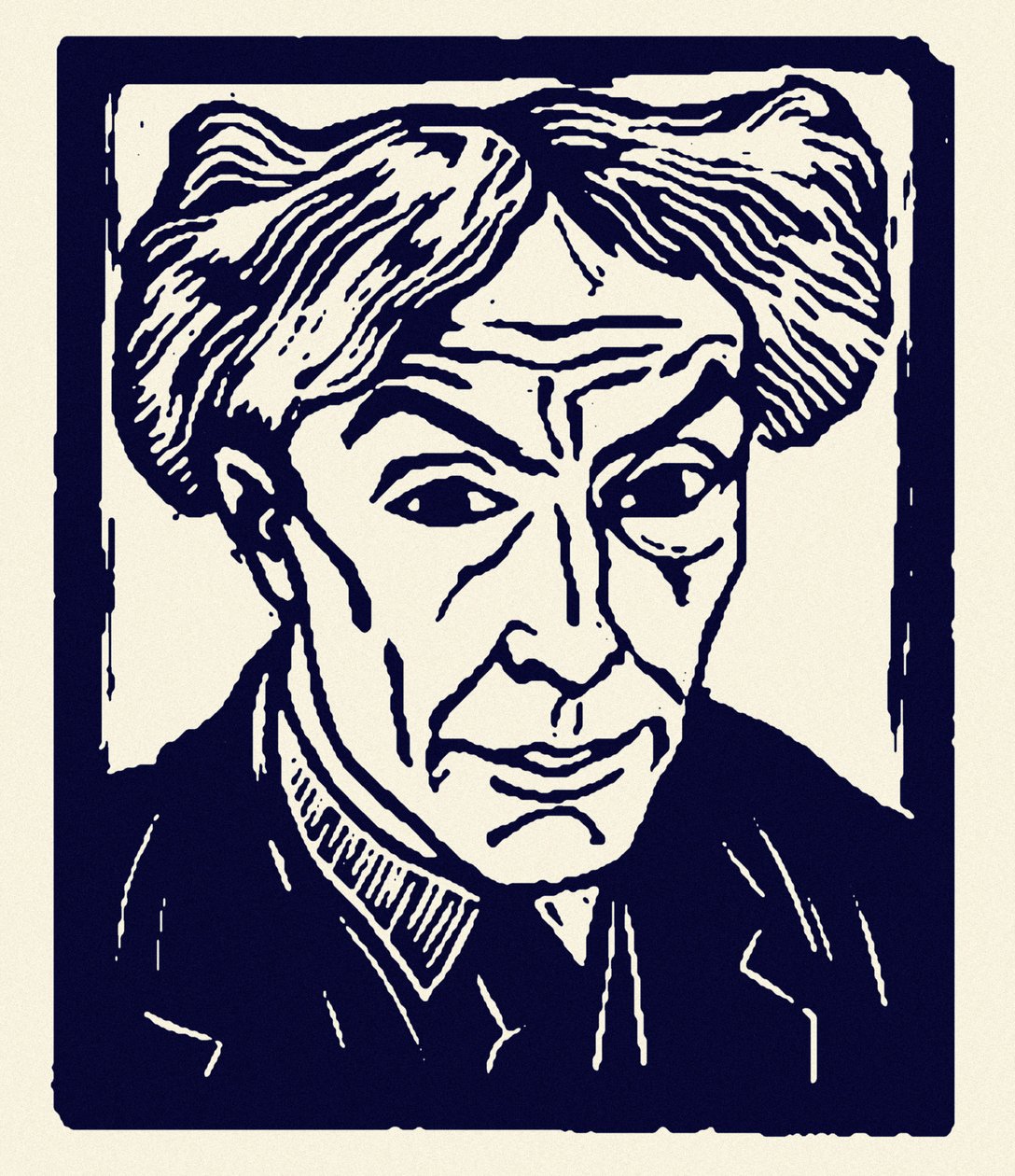 Selbstporträt von Roger Fry (1866 - 1934), Xylographie von 1921 von Roger Eliot Fry