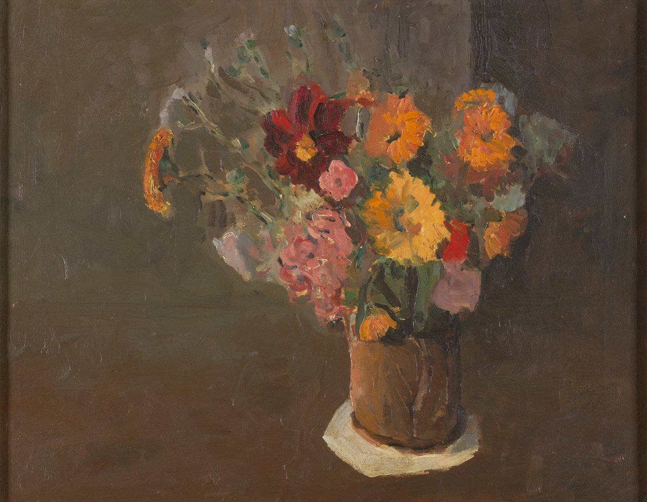 Stillleben (Michaelmas-Gänseblümchen in einem Krug) von Roger Fry