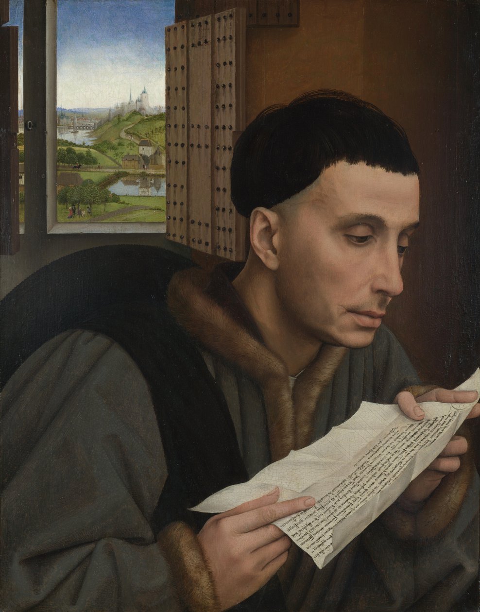 Ein Mann liest (Heiliger Ivo?), ca. 1450 von Rogier van der (workshop of) Weyden
