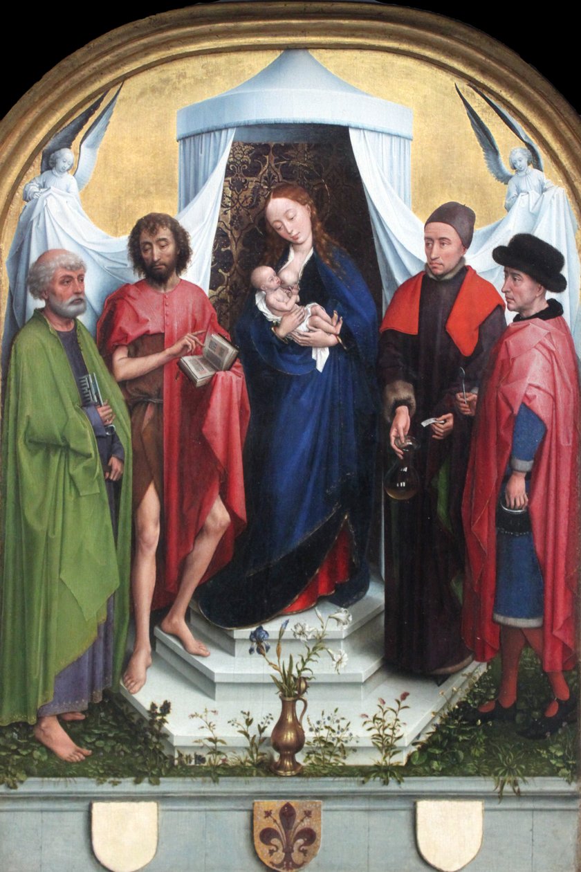 Madonna mit den Heiligen Petrus, Johannes dem Täufer, den Heiligen Kosmas und Damian von Rogier van der Weyden