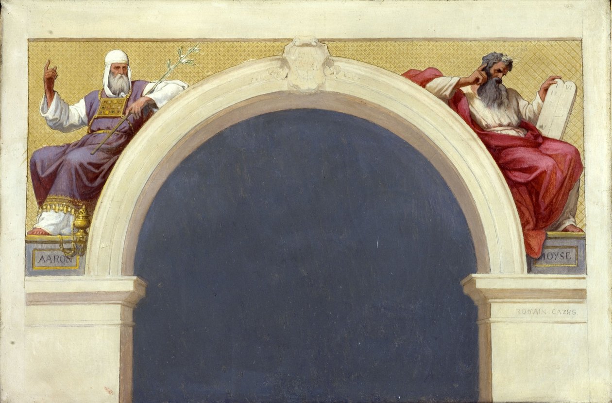 Skizze für die Kirche Saint-François-Xavier: Moses und Aaron, zwischen 1874 und 1876 von Romain Cazes