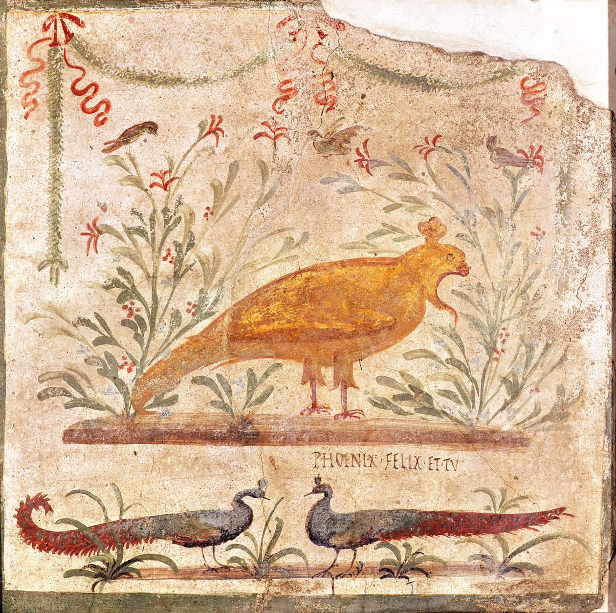 Schild für das Thermopolium (Taverne), das einen Phönix und die Inschrift 