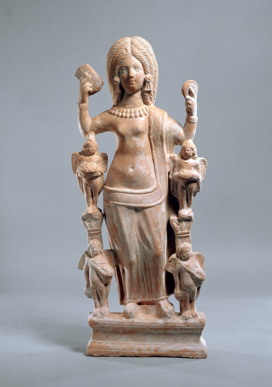 Statuette einer Frau (vielleicht Venus), die einen Kamm und einen Spiegel hält, 3. Jahrhundert von Roman
