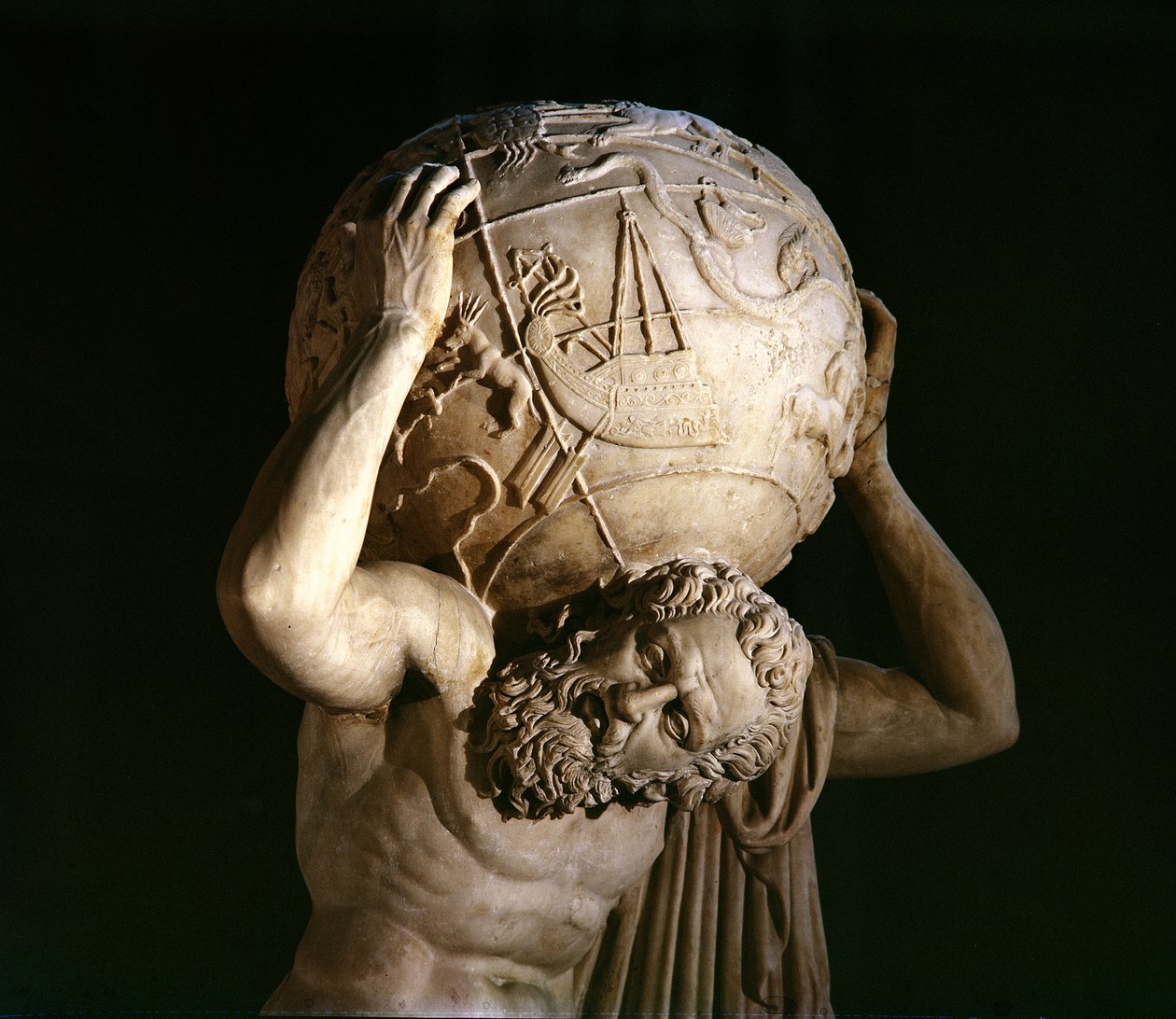Atlas, Kopie eines griechisch-hellenistischen Originals (Marmor) (Detail) von Roman