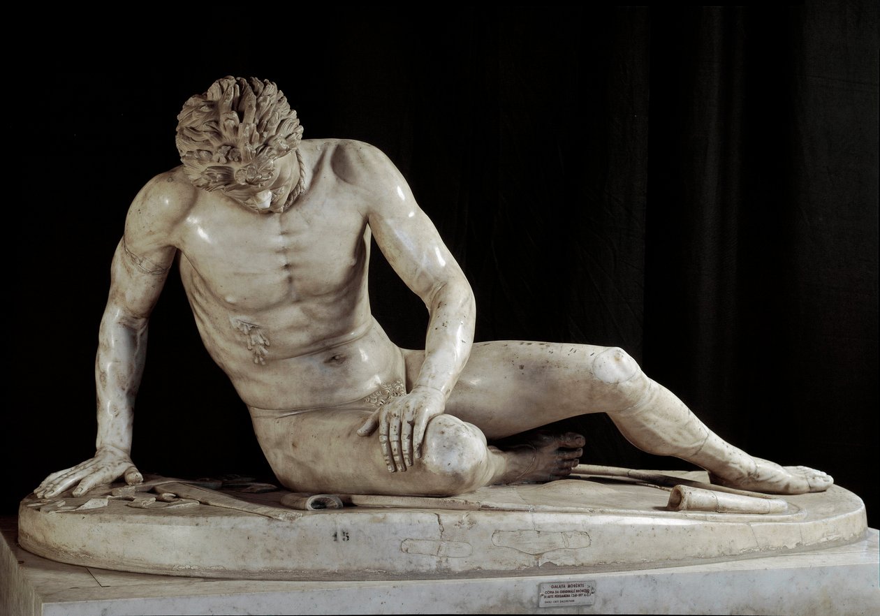 Sterbender Gallier - Der sterbende Galater - Sterbender Galaterkrieger Marmorskulptur der Ludovisi-Gruppe nach dem Originalbronze von 220-210 v. Chr. Höhe 93 cm Rom, Musei Capitolini von Roman