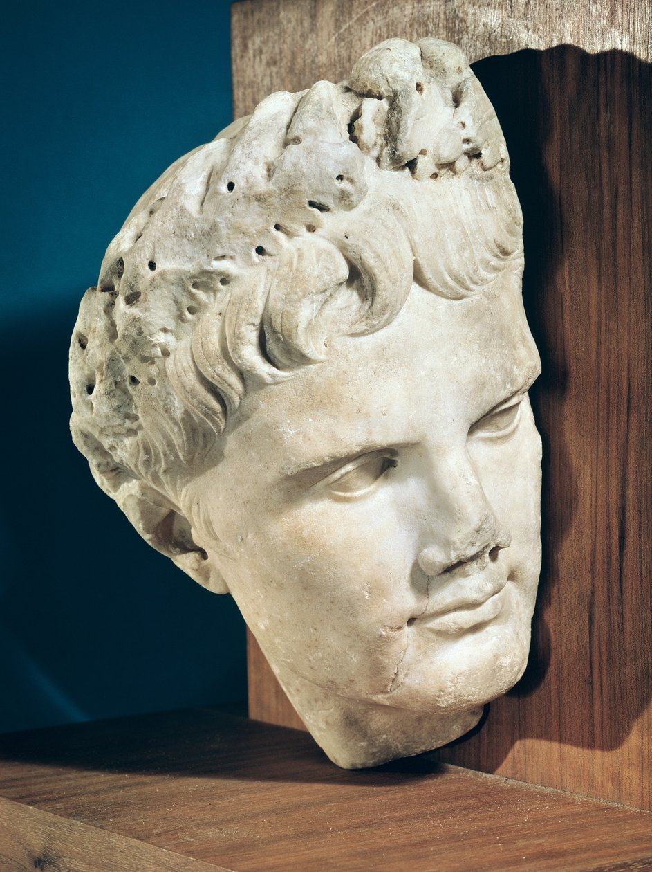 Kopf des Kaisers Augustus (63-14 v. Chr.) 27-17 v. Chr. von Roman