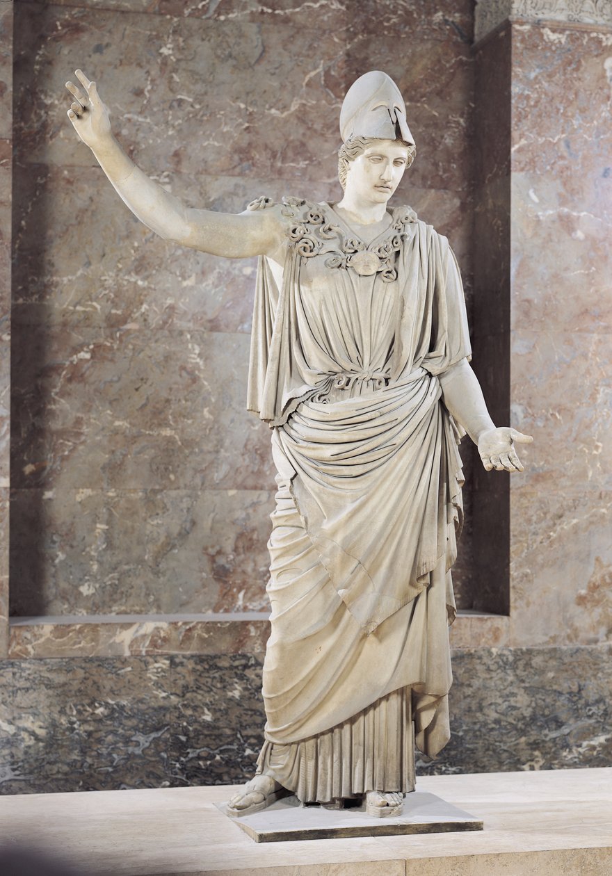 Pallas de Velletri, Statue der behelmten Athena, römische Kopie eines griechischen Originals, zugeschrieben Alkamenes oder Cresilas, ca. 420-10 v. Chr. von Roman