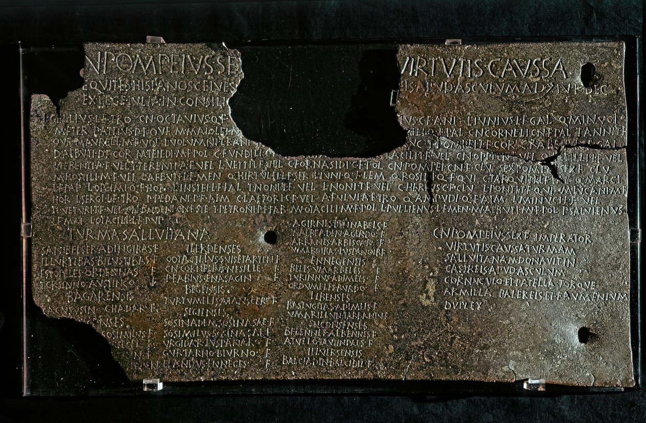 RÖMISCHE KUNST: Dekret von Pompeius Strabone Gneo., 98-90 v. Chr. von Roman