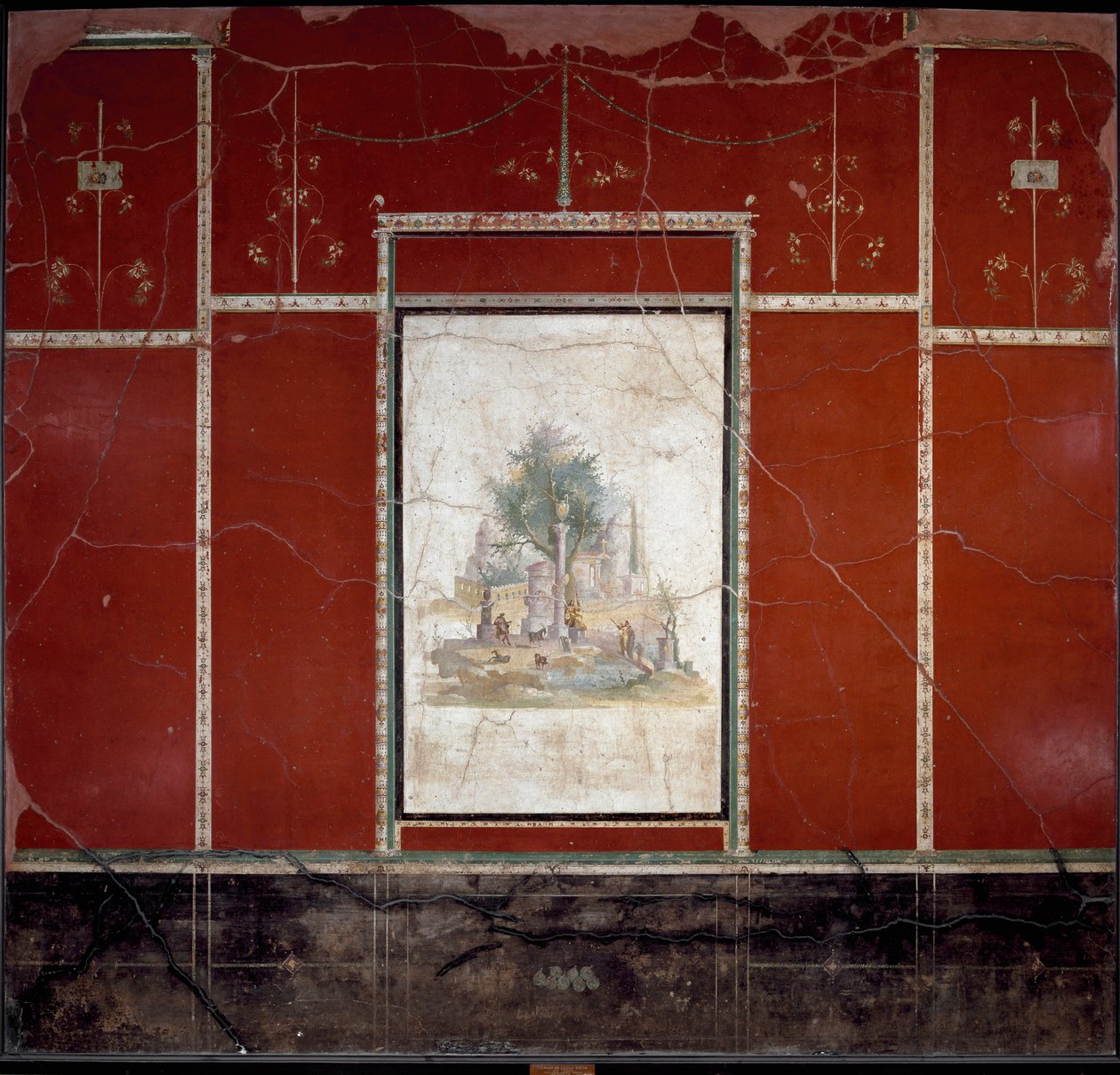 Römische Kunst: Bukolische und heilige Landschaft. Fresko, Meister von Amando zugeschrieben. Aus Boscotrecase, Villa von Agrippa Postumus. 1. Jahrhundert. Neapel, Museo Archeologico Nazionale von Roman