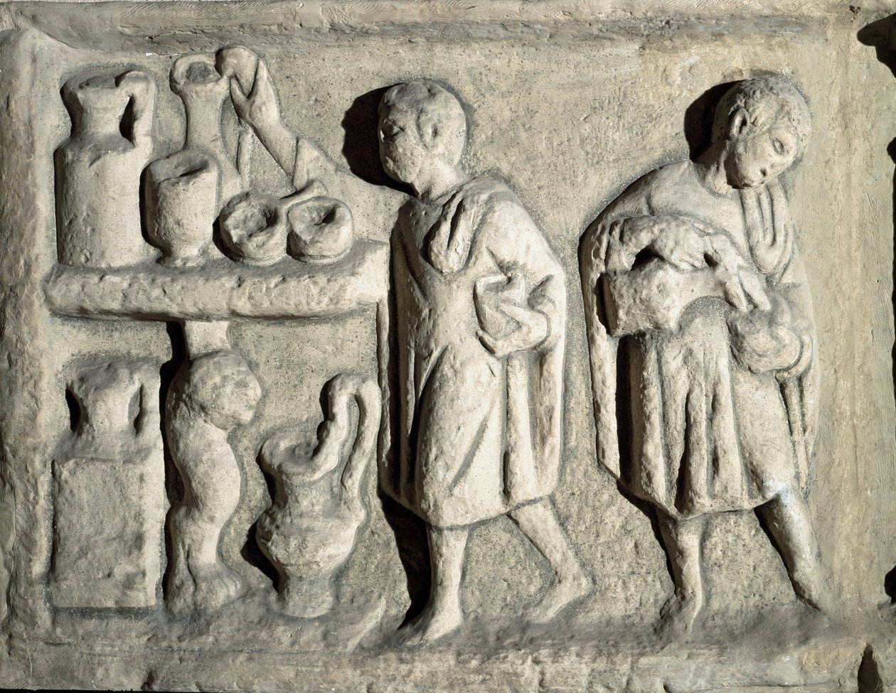 Römische Kunst: „Hausangestellter bei der Arbeit“ (1. Jahrhundert n. Chr.) von Roman