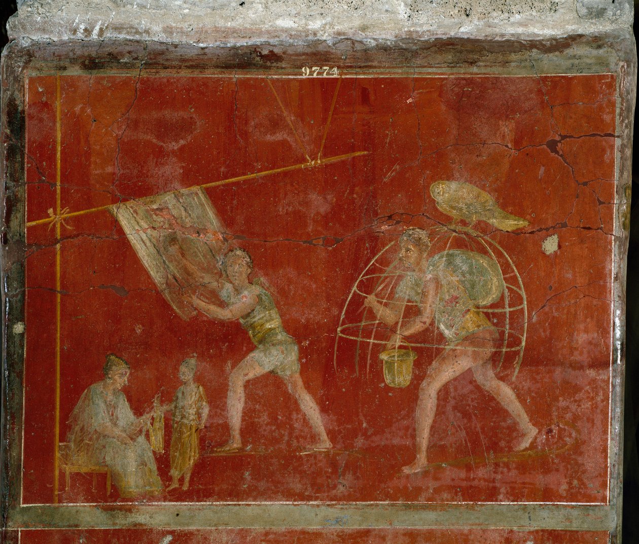 Römische Kunst: „Fullonica“ oder Szene der Kleiderreinigung von Roman