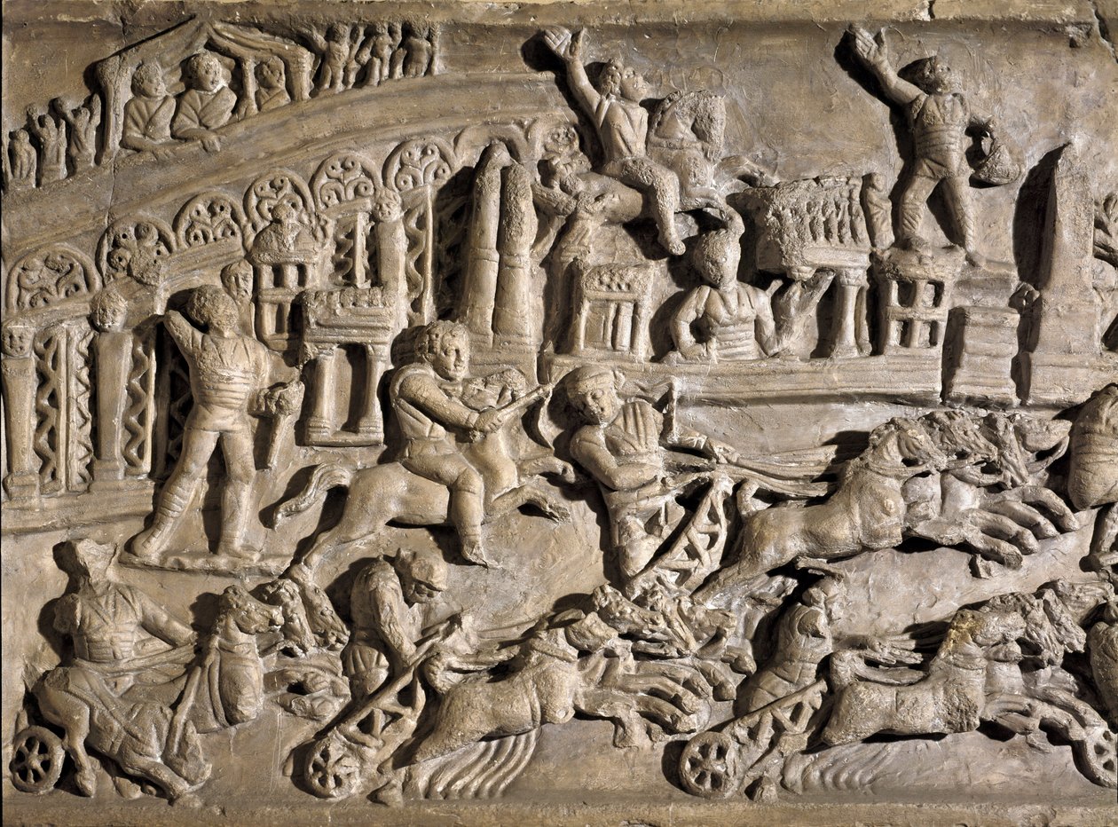 Römische Kunst: Reliefdarstellung von Wagenrennen im Circus Maximus von Roman