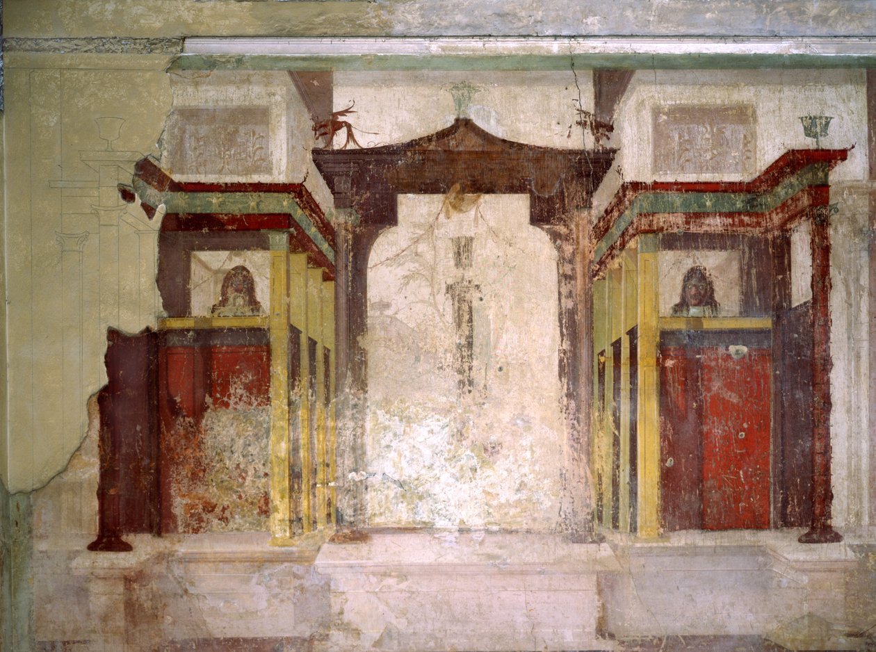 Südwand des Maskenzimmers, Haus des Augustus, Palatin, Rom von Roman
