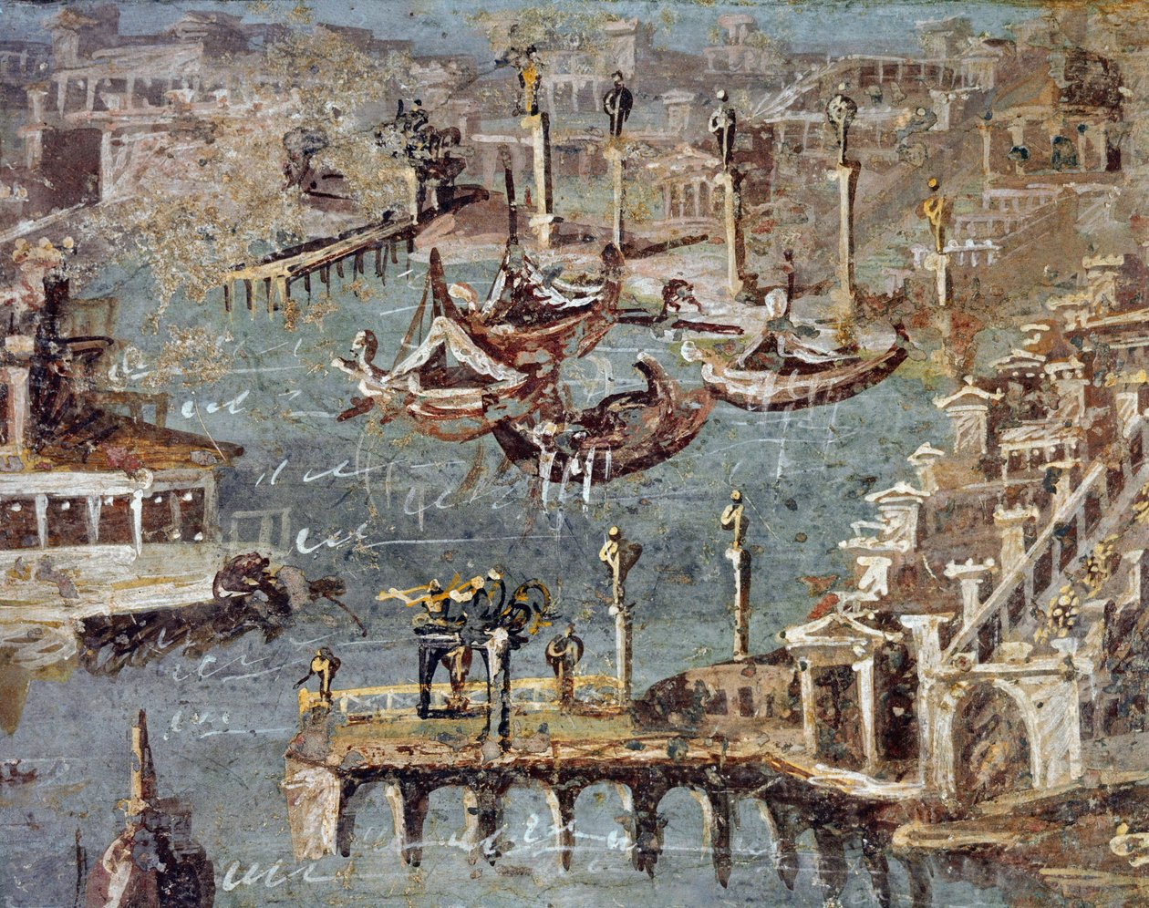 Die Stadt und der Hafen von Pozzuoli (Fresko) von Roman