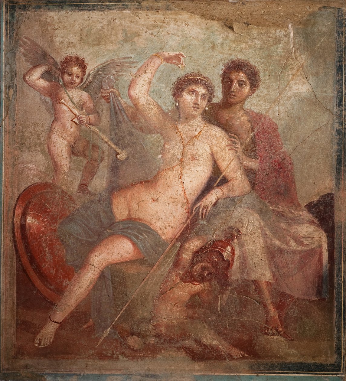 Mars und Venus, 1. Hälfte 1. Jahrhundert n. Chr. von Roman Pompeian wall painting.