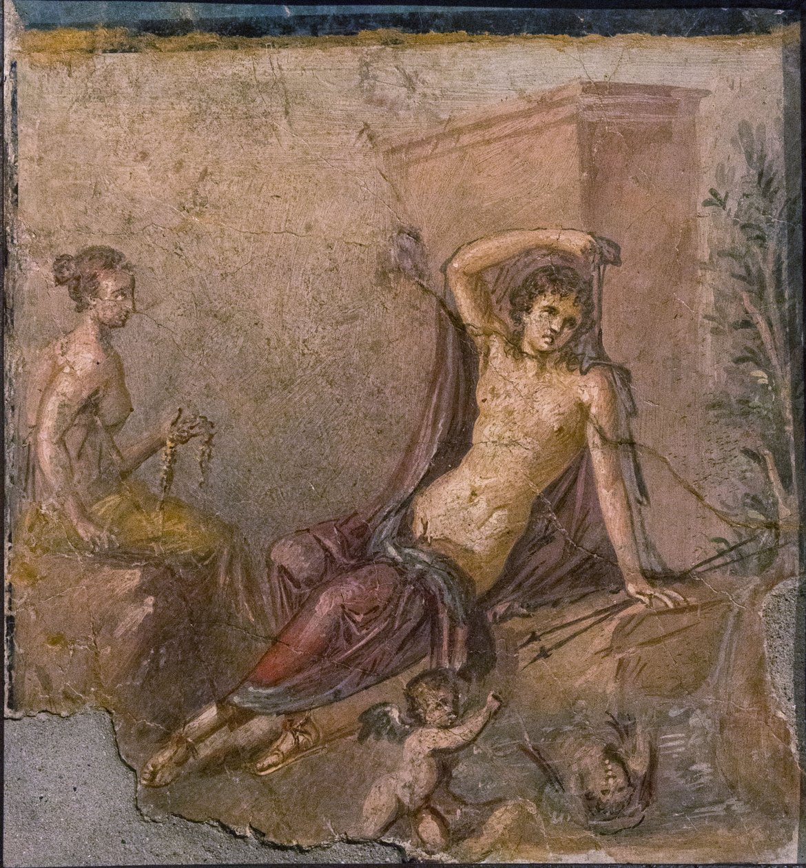 Narziss, Echo und Eros, 1. Hälfte 1. Jahrhundert n. Chr. von Roman Pompeian wall painting.