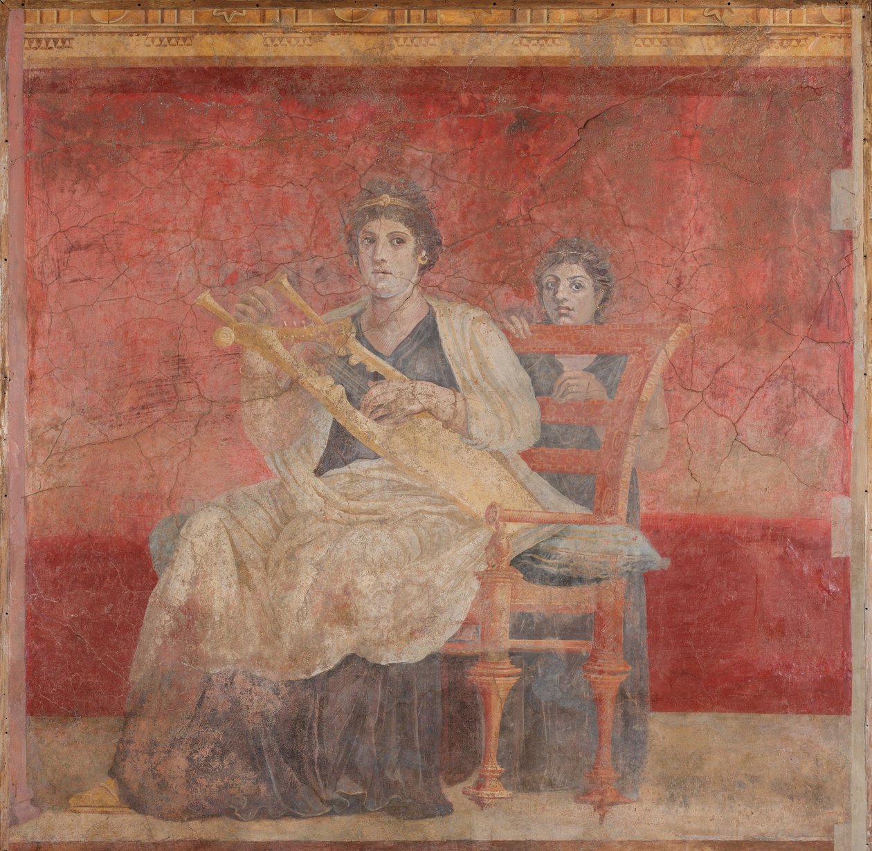 Sitzende Frau, die eine Kithara spielt, ca. 50-40 v. Chr. von Roman Republican Period