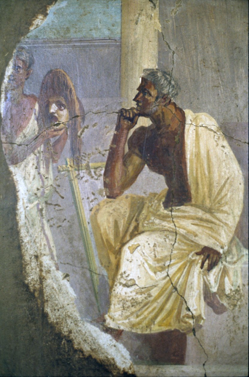 Neapel, Fresko-Fragment eines Schauspielers mit Maske, aus Pompeji