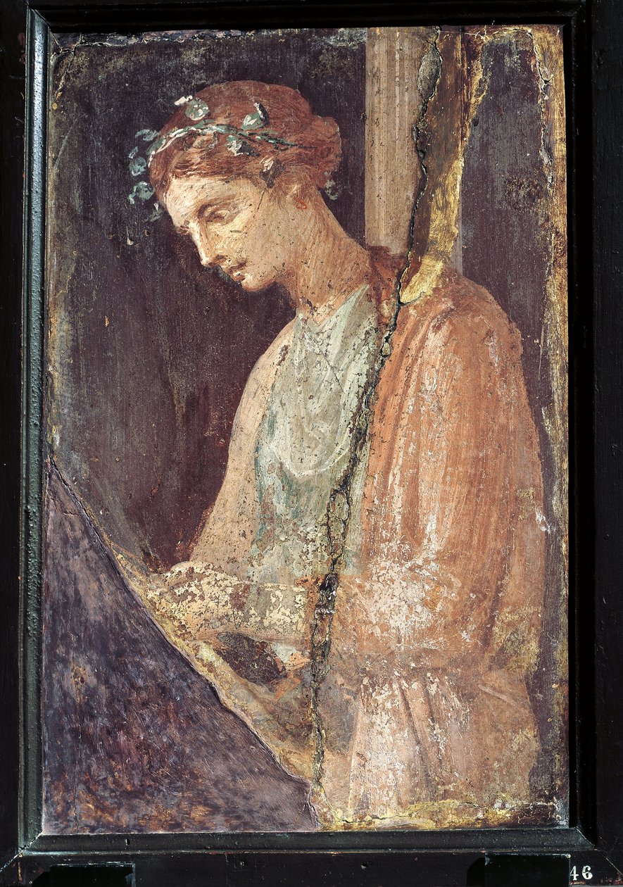 Profilporträt einer jungen Frau aus Italien, Kampanien, Pompeji, Malerei auf Putz, 55-79 n. Chr. von Roman Roman