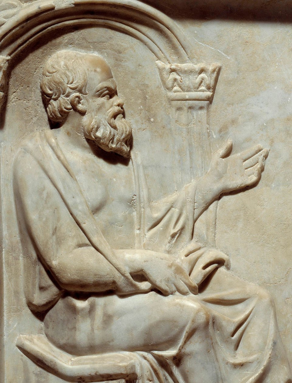 Römische Antiquitäten, Sarkophag der Musen: Sokrates (Detail) von Roman Roman