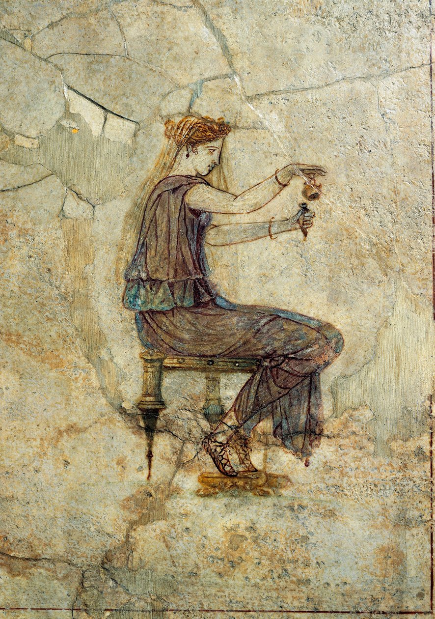 Römische Zivilisation, Fresko, das ein Mädchen darstellt, das Parfüm gießt, aus Pompeji von Roman Roman