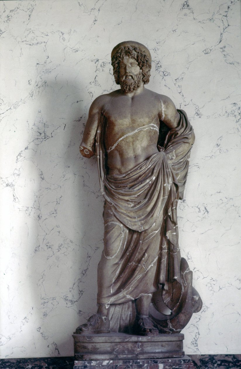 Statue des Aesculapus, Gott der Medizin in der römischen Religion. Louvre Museum, Paris von Roman Roman