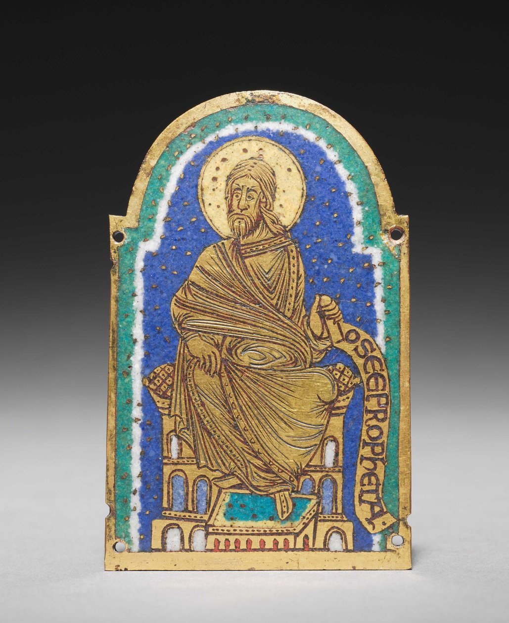 Plakette: Sitzender Prophet von einem Reliquienschrein: Osea (Hosea), ca. 1170-1180 von Romanesque