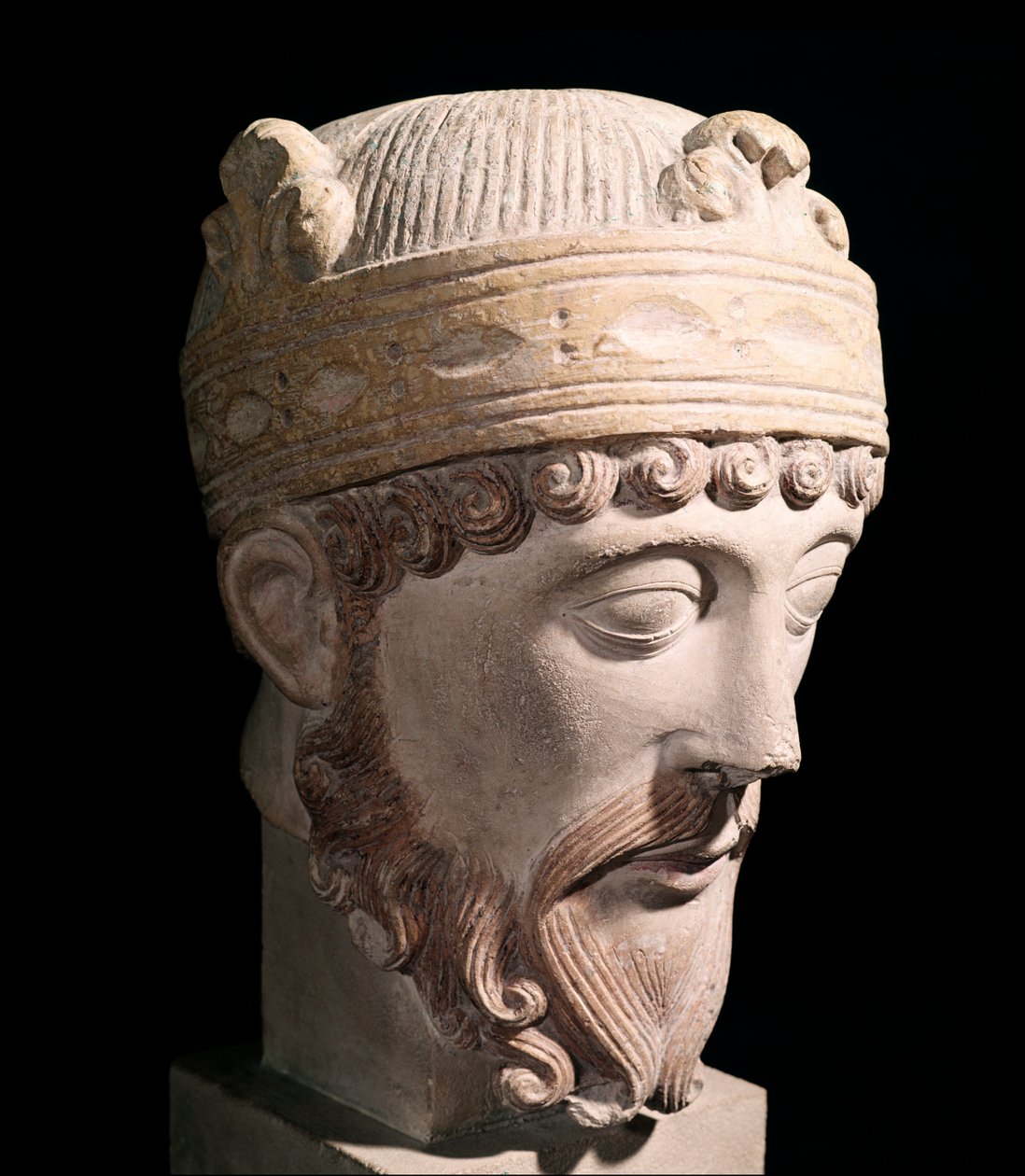 Porträt des karolingischen Königs von Westfranken Lothar (Steinskulptur) von Romanesque