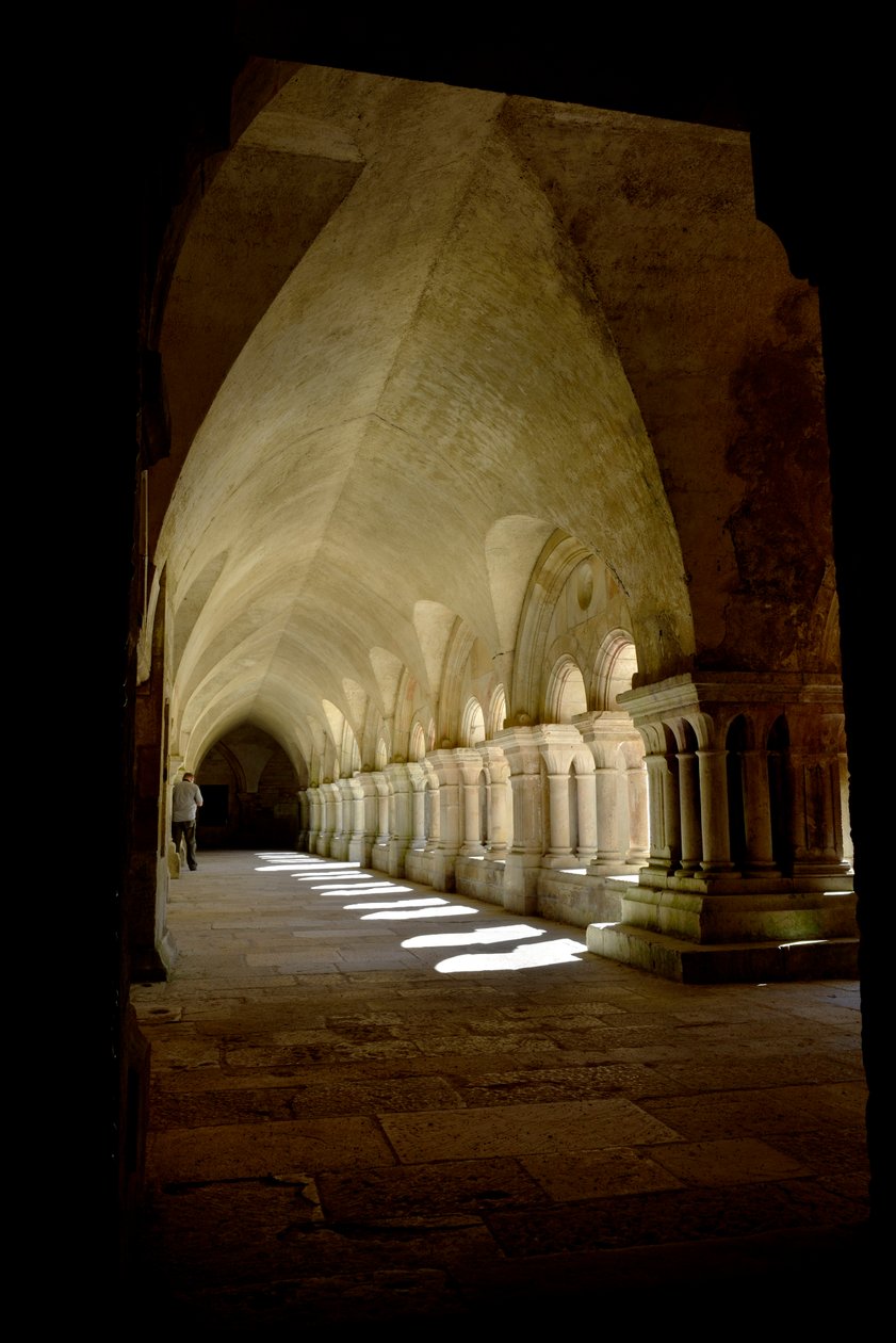 Romanische Architektur: Galerie des Kreuzgangs der Zisterzienserabtei von Fontenay, Burgund von Romanesque