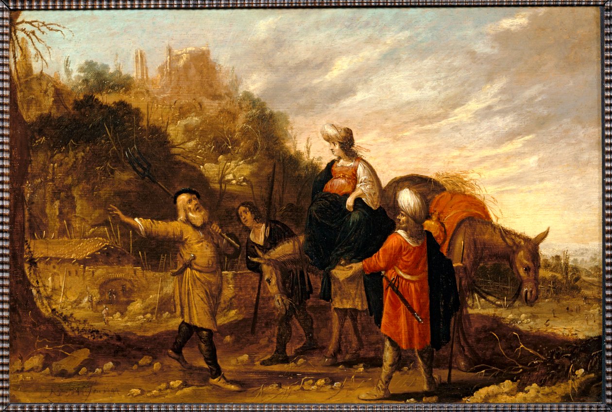Gehasi kehrt aus dem Haus der Sunamitin zurück und trifft Elisa. 1644 von Rombout van Troyen