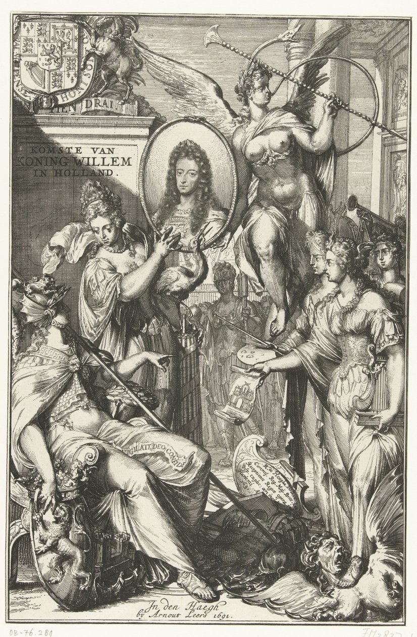 Allegorisches Frontispiz mit Porträt von Wilhelm III. von Romeyn de Hooghe