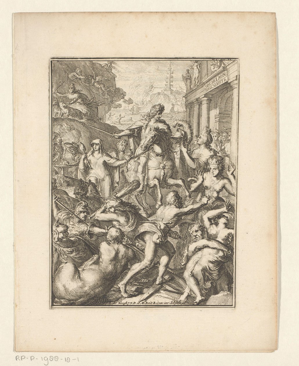 Allegorische Darstellung von Wilhelm III. zu Pferd von Romeyn de Hooghe