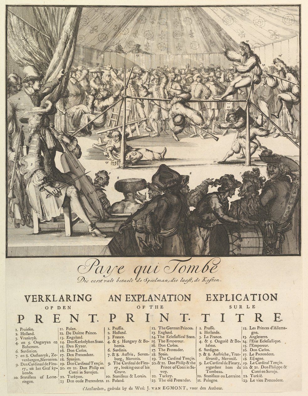 Paye qui Tombe: Die eerst valt betaelt de Speelman, die laest, de Kosten Der Fall der .... von Romeyn de Hooghe