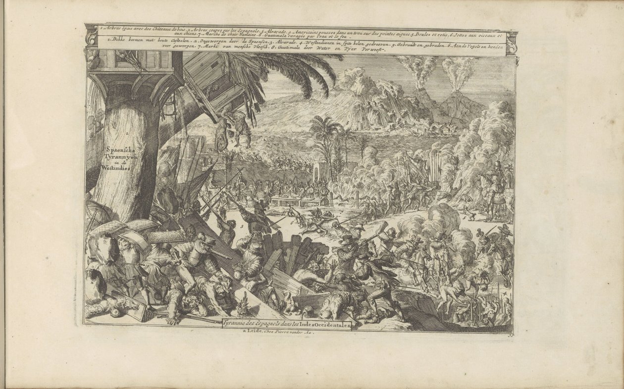 Spanische Grausamkeiten in Westindien (Serie: Die Ost- und Westindischen Inseln und andere Orte) von Romeyn de Hooghe