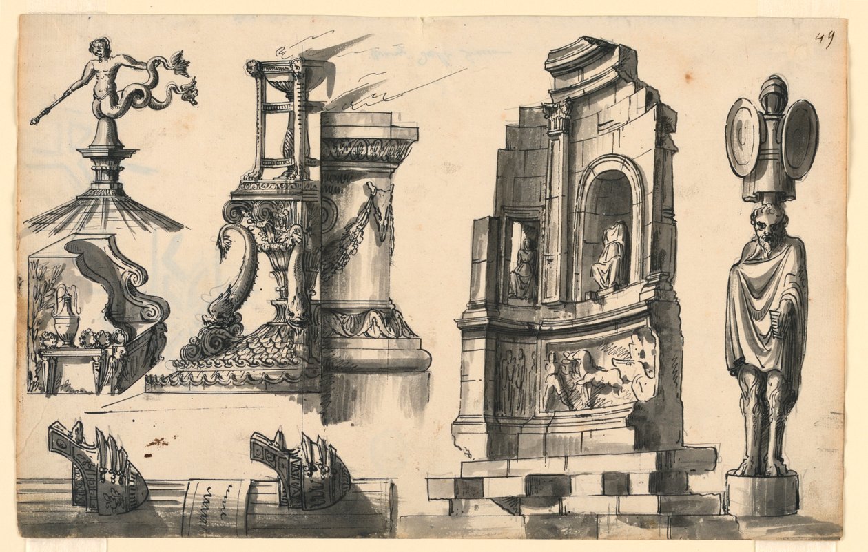 Architektonische Details im klassischen und pseudo-klassischen Stil von Romolo Achille Liverani