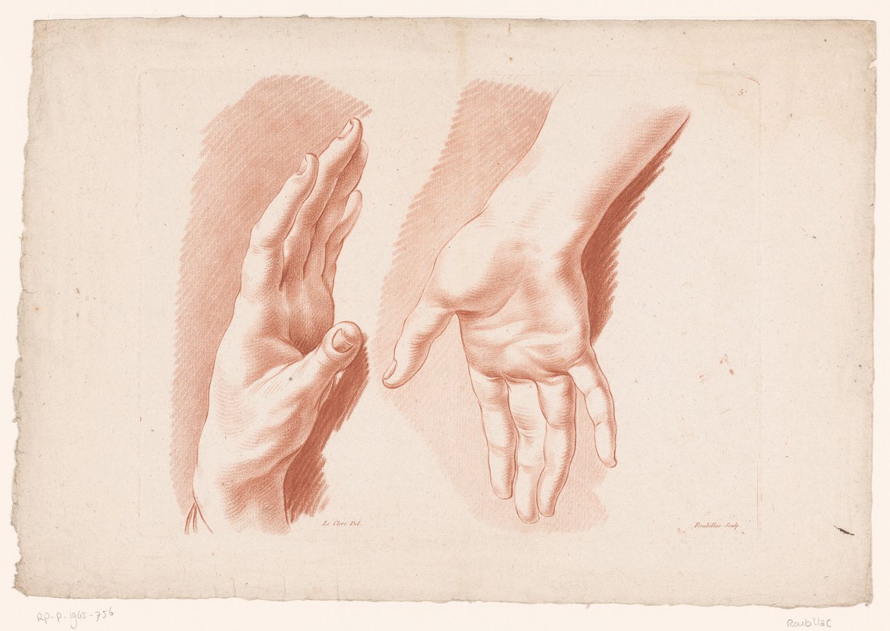 Zwei Hände (Prinzipien des Zeichnens nach der Natur, Teil acht) von Louis François Roubillac