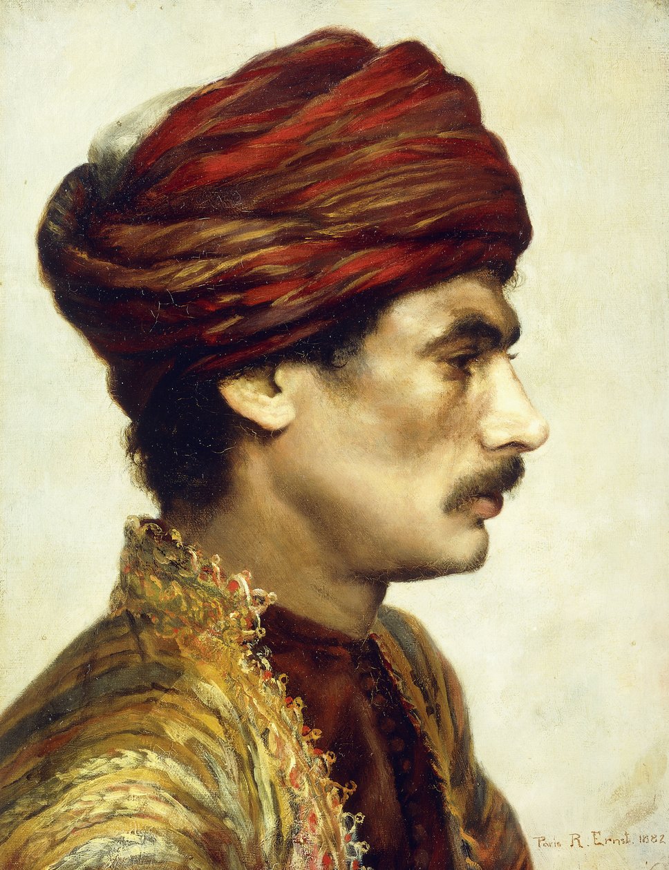 Profilporträt eines Mannes mit rotem Turban, 1882 von Rudolphe Ernst