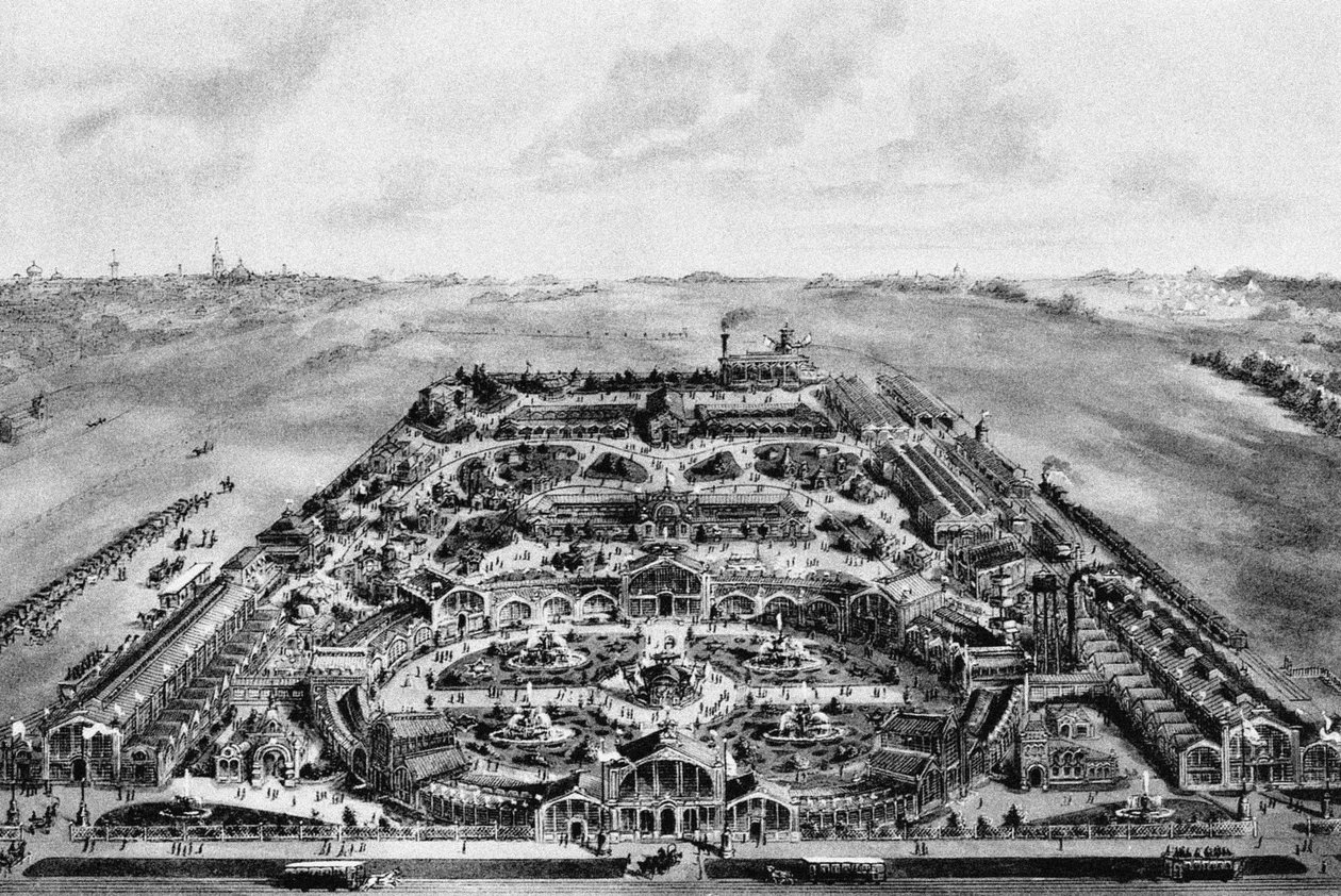 Ansicht der Allrussischen Ausstellung 1882, Khodynka, Moskau, Russland von Russian School