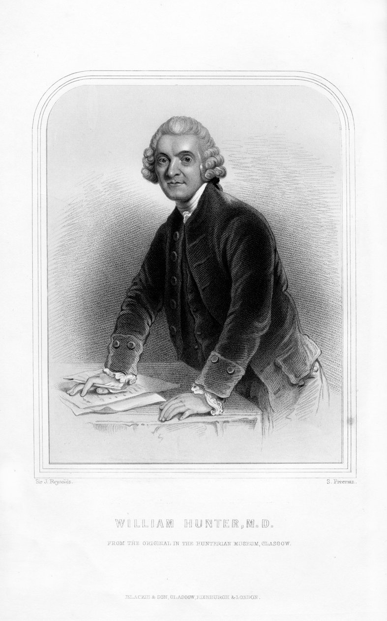 Dr. William Hunter, schottischer Anatom und Geburtshelfer, 1870 von S. Freeman