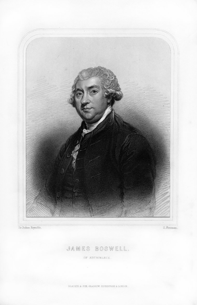 James Boswell, 9. Laird von Auchinleck, schottischer Anwalt, Tagebuchautor und Schriftsteller, 1870 von S. Freeman