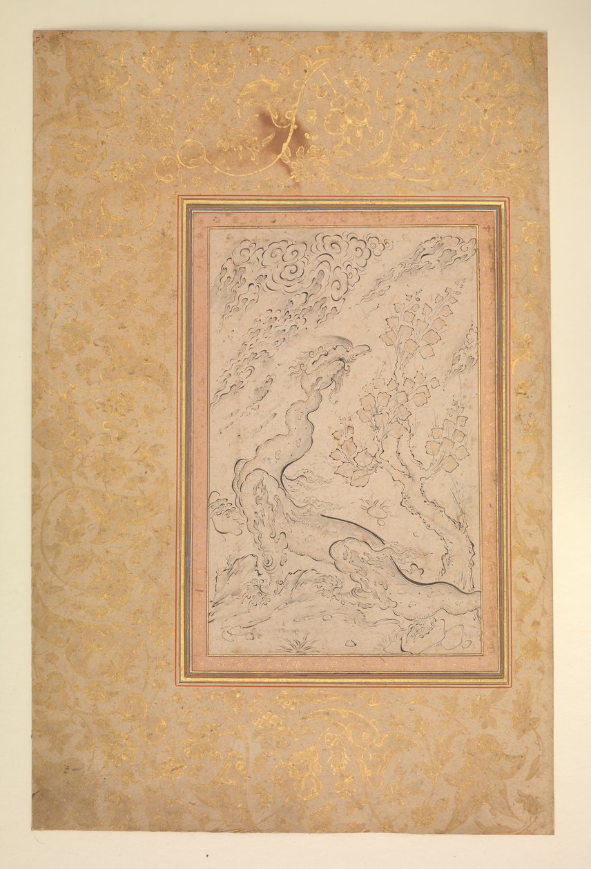 Drache und Wolken, ca. 1600 von Sadiqi Beg.