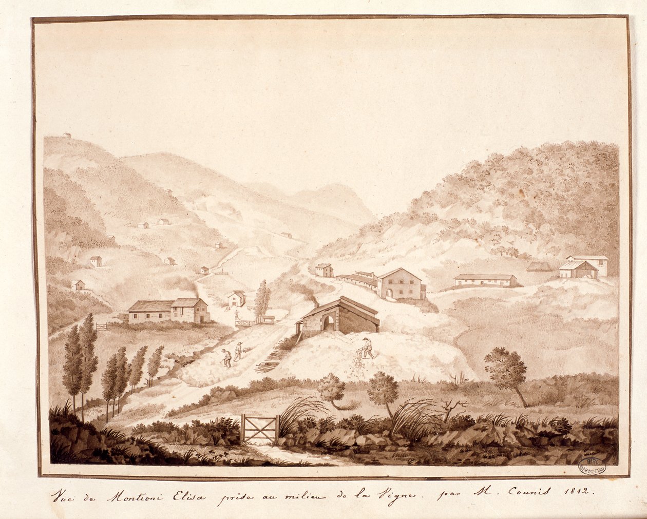 Blick auf Montioni, aus der Mitte des Weinbergs, 1812 von Salomon Guillaume Counis