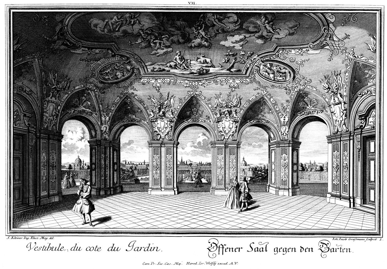 Blick aus der Sala Terrena auf den Garten von Salomon Kleiner