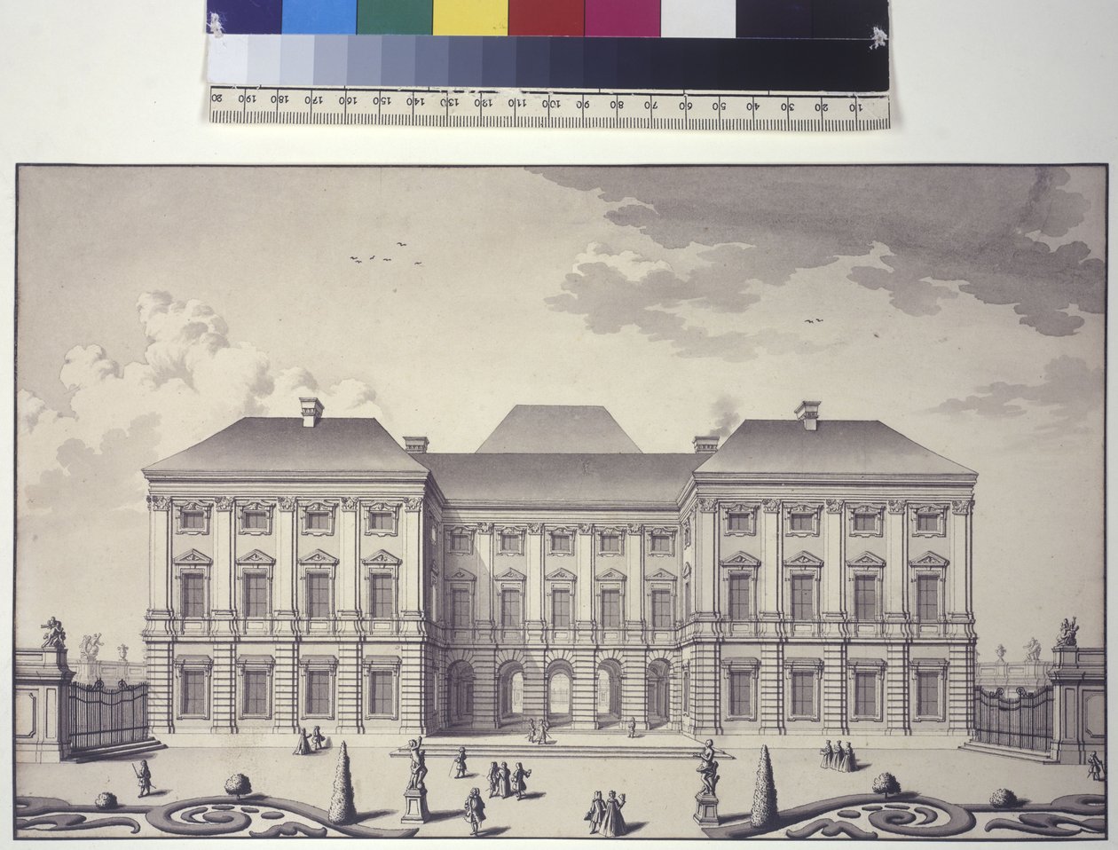Vorderansicht der Gartenfassade des Liechtensteinpalastes in Rossau von Salomon Kleiner