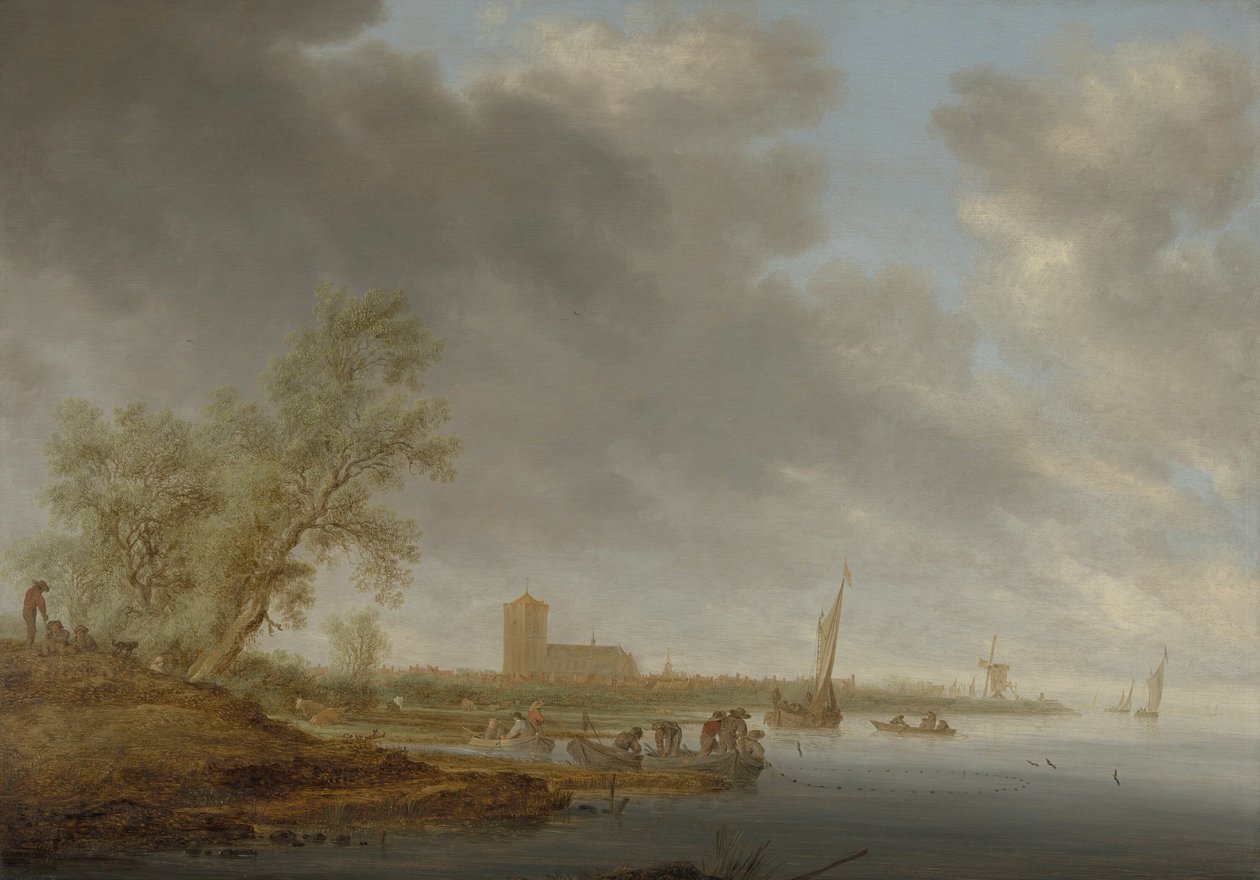 Flusslandschaft mit Blick auf Naarden von Salomon van Ruysdael